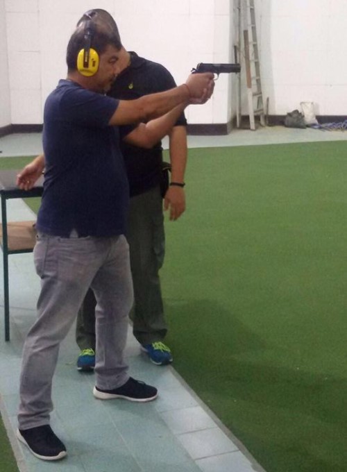 Jeffrey Fleury at the pistol range